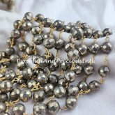 Pyrite Rosary Chain, Religious Chain for Fashion Jewelry, 7.5-8mm Faceted Pyrite Rosary Chain, Gold Rosary Chain – SELLING BY FOOT